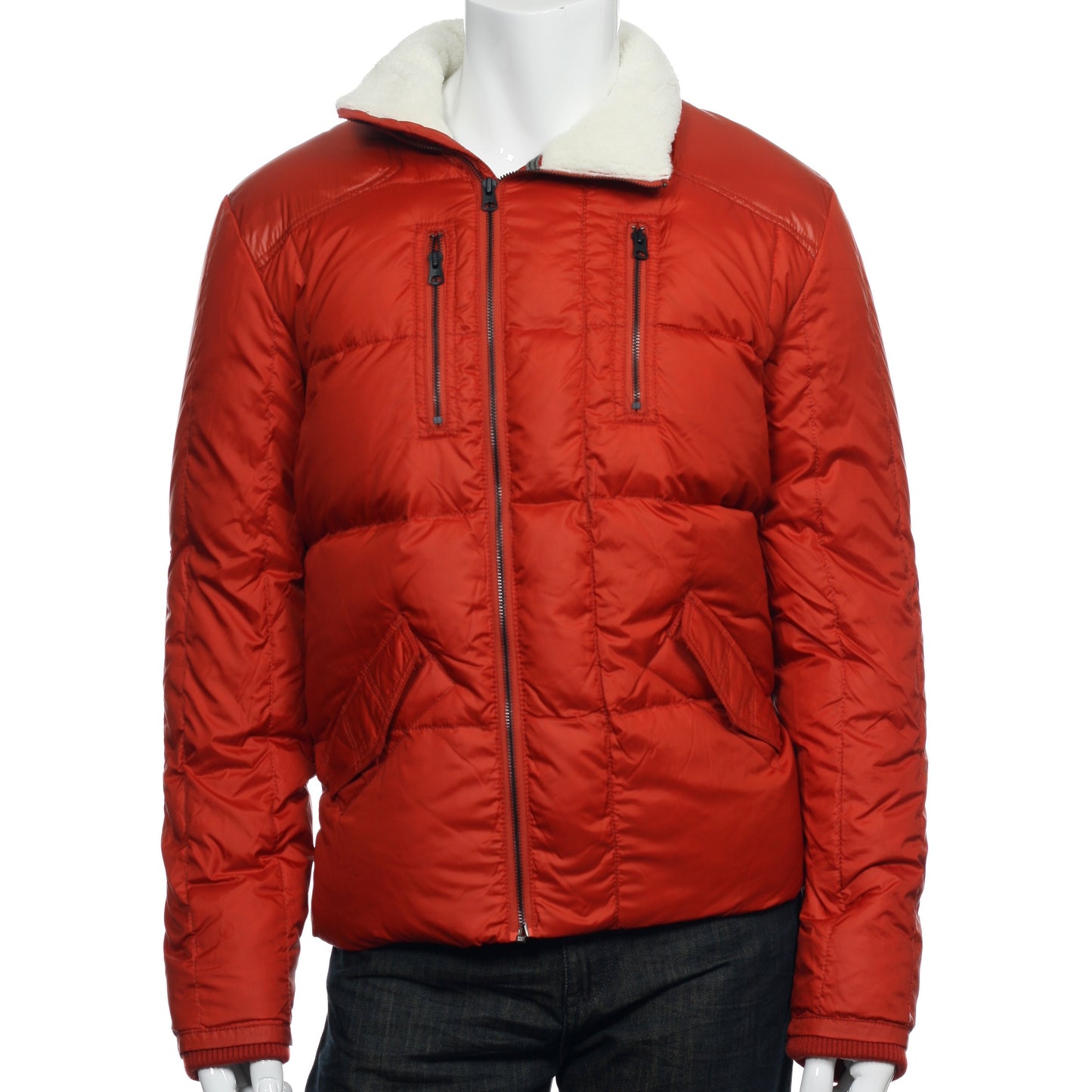 Converse Black Canvas Mens Rust Sherpa Down Insulated Jacket Puffer