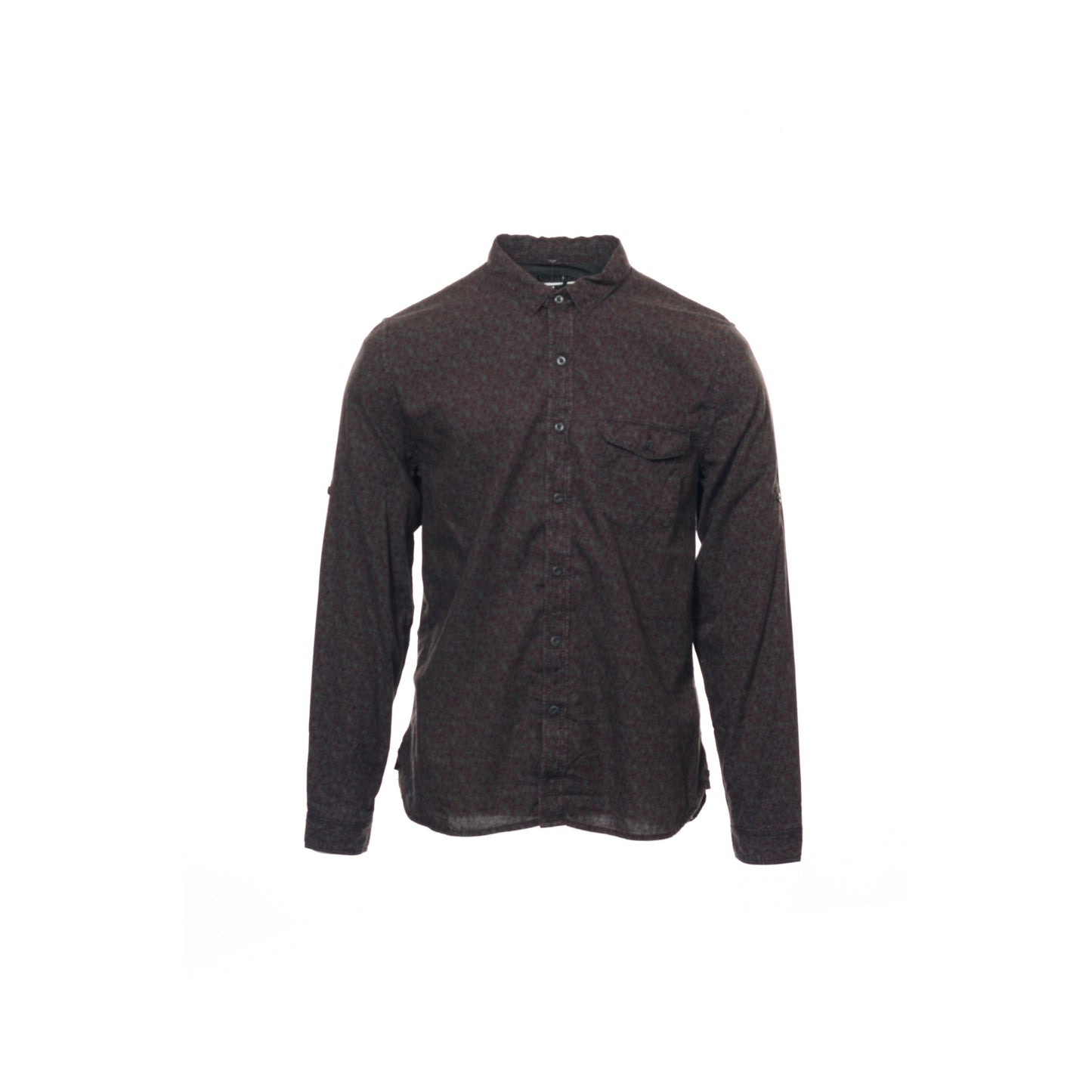Converse Black Canvas Mens Wine Floral Tab Sleeve Button Down Shirt