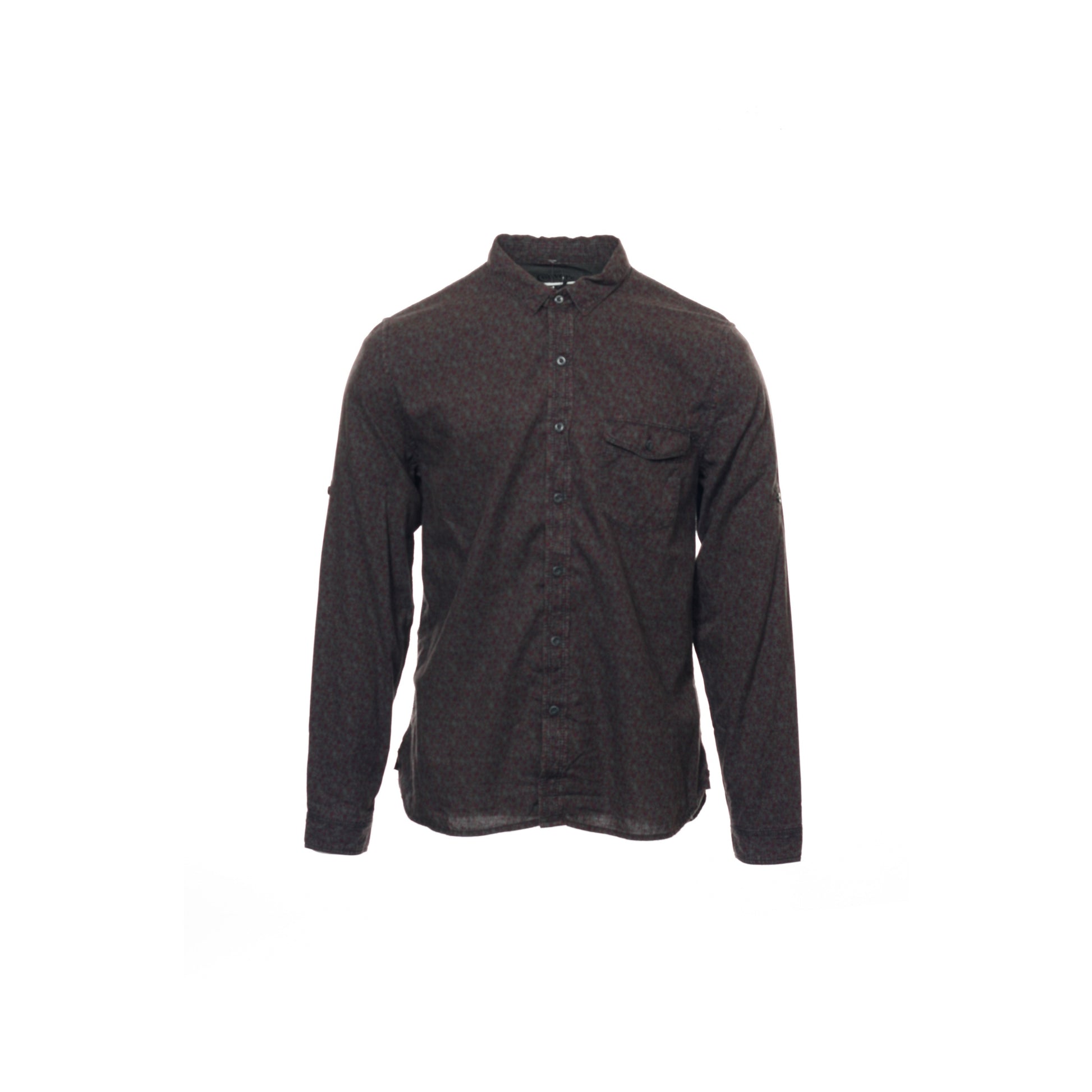Converse Black Canvas Mens Wine Floral Tab Sleeve Button Down Shirt