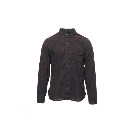 Converse Black Canvas Mens Wine Floral Tab Sleeve Button Down Shirt