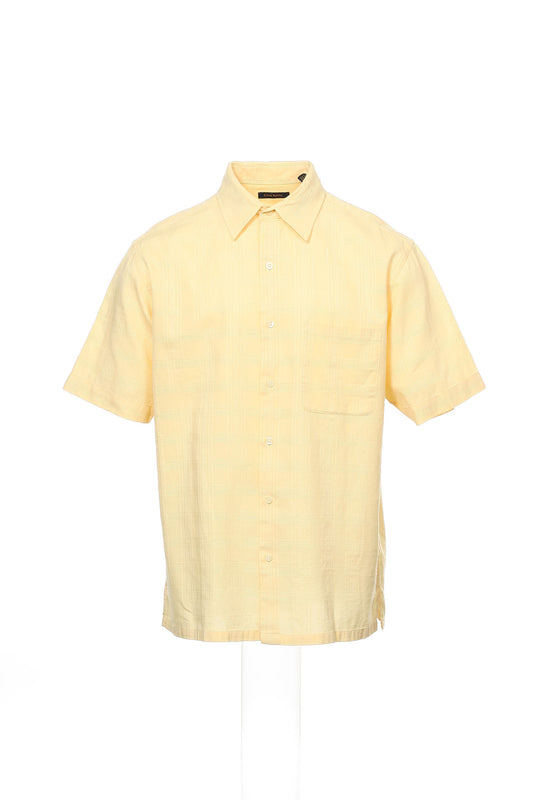 Club Room Men's Yellow Checked Camp Shirt