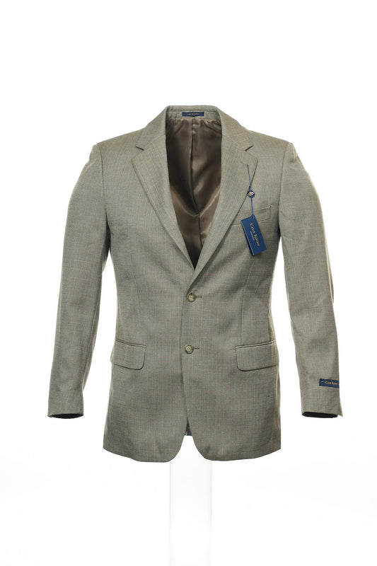 Club Room Men's Beige Window Pane 2 Button Sport Coat