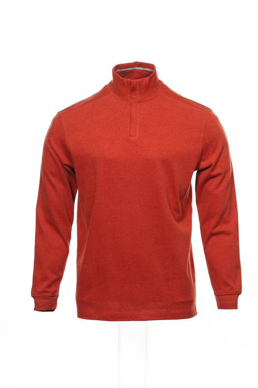 Club Room Men's Red-Orange Heather Half Zip Sweatshirt