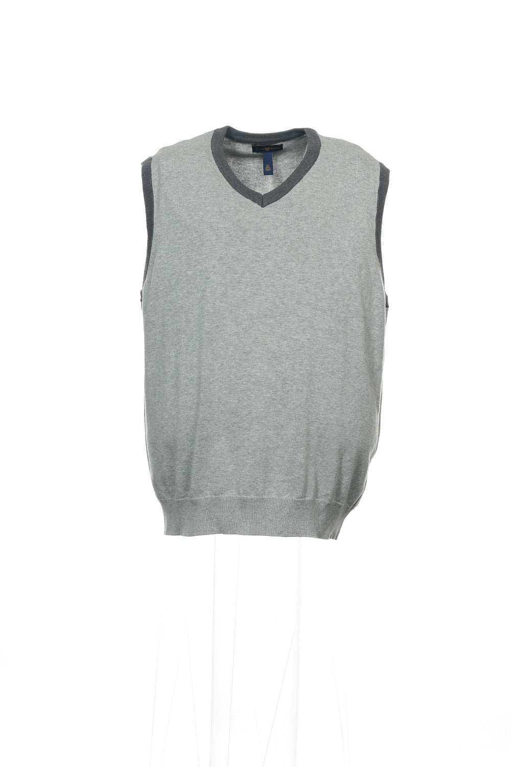 Club Room Mens Light Grey/Charcoal Heather Cotton Sweater Vest