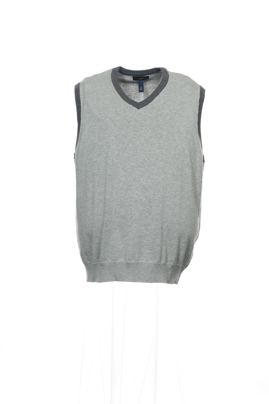 Club Room Mens Light Grey/Charcoal Heather Cotton Sweater Vest