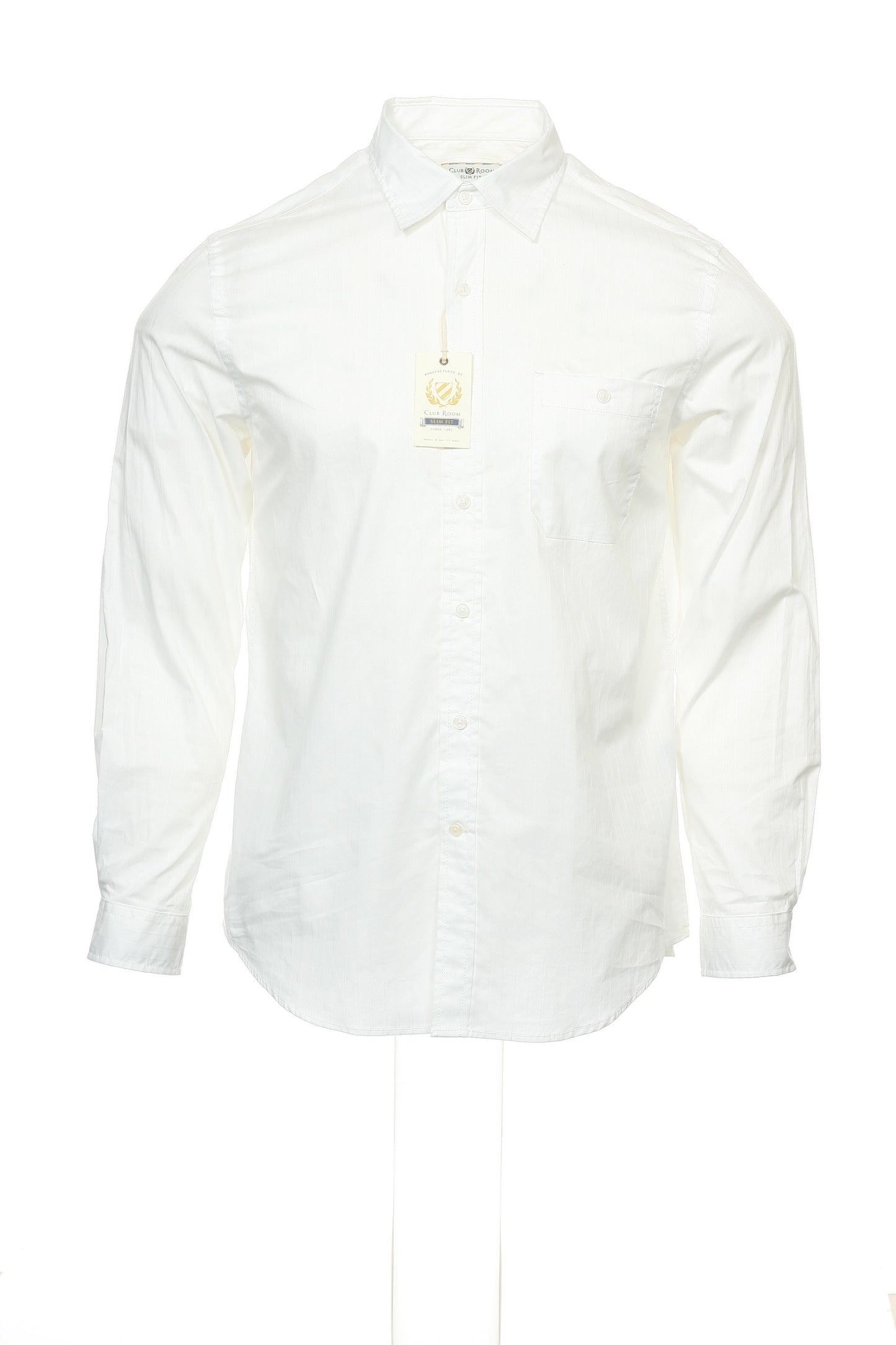 Club Room Men's White Pinstripe Button Down Shirt