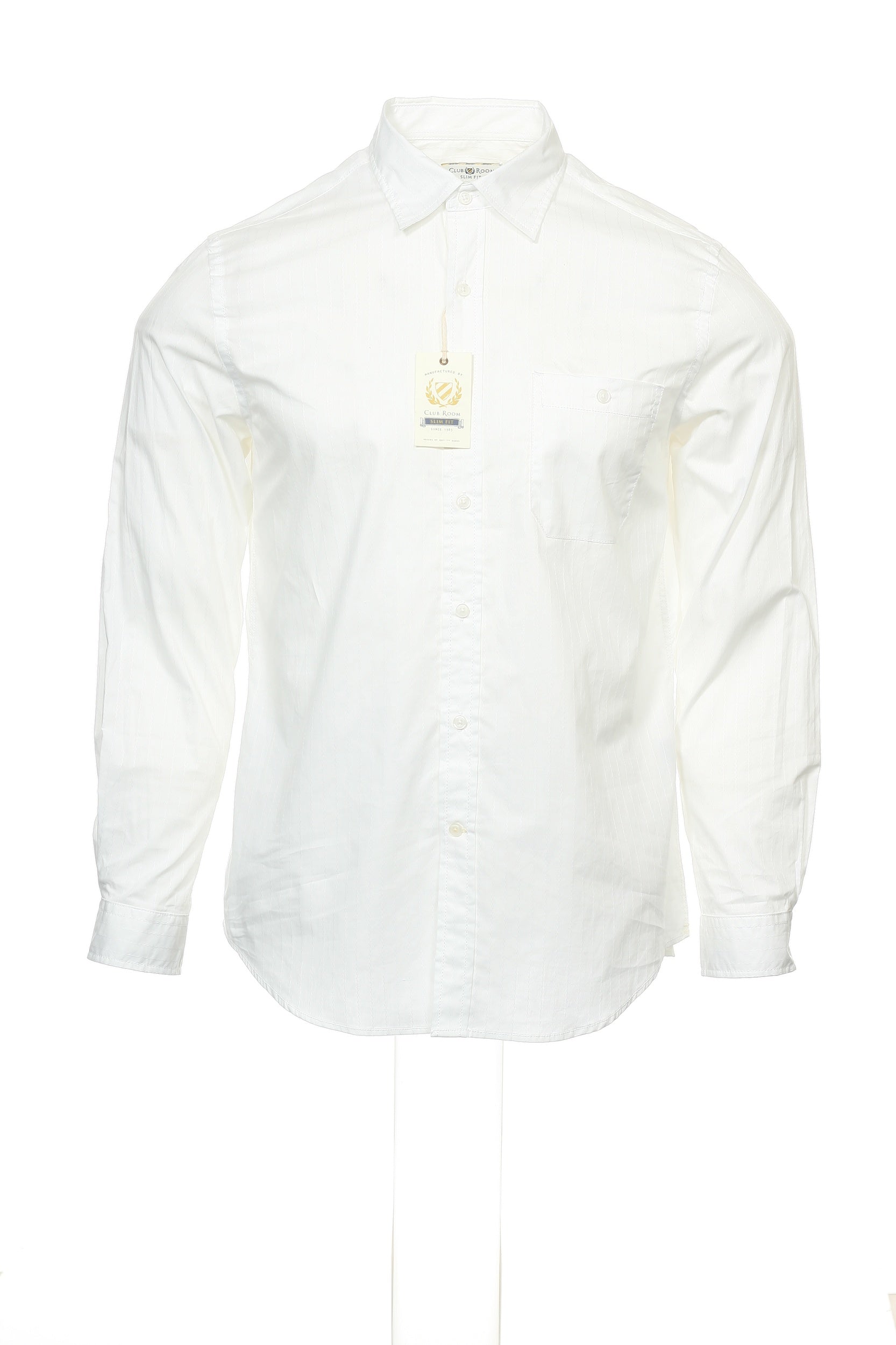 Club Room Men's White Pinstripe Button Down Shirt