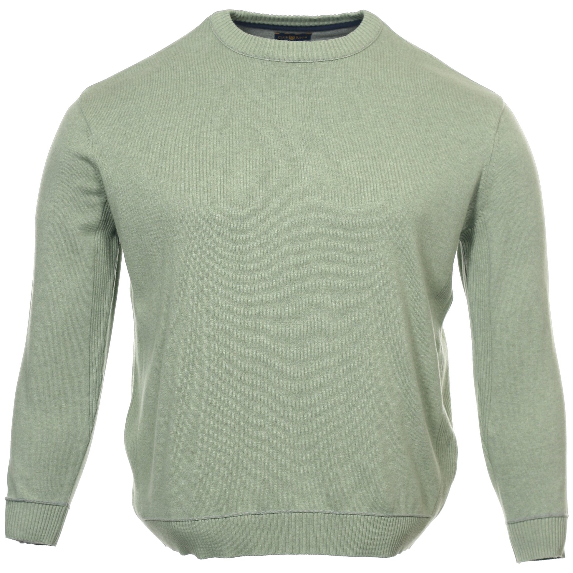 Club Room Mens Gypsy Green Heather Cotton Crewneck Sweater