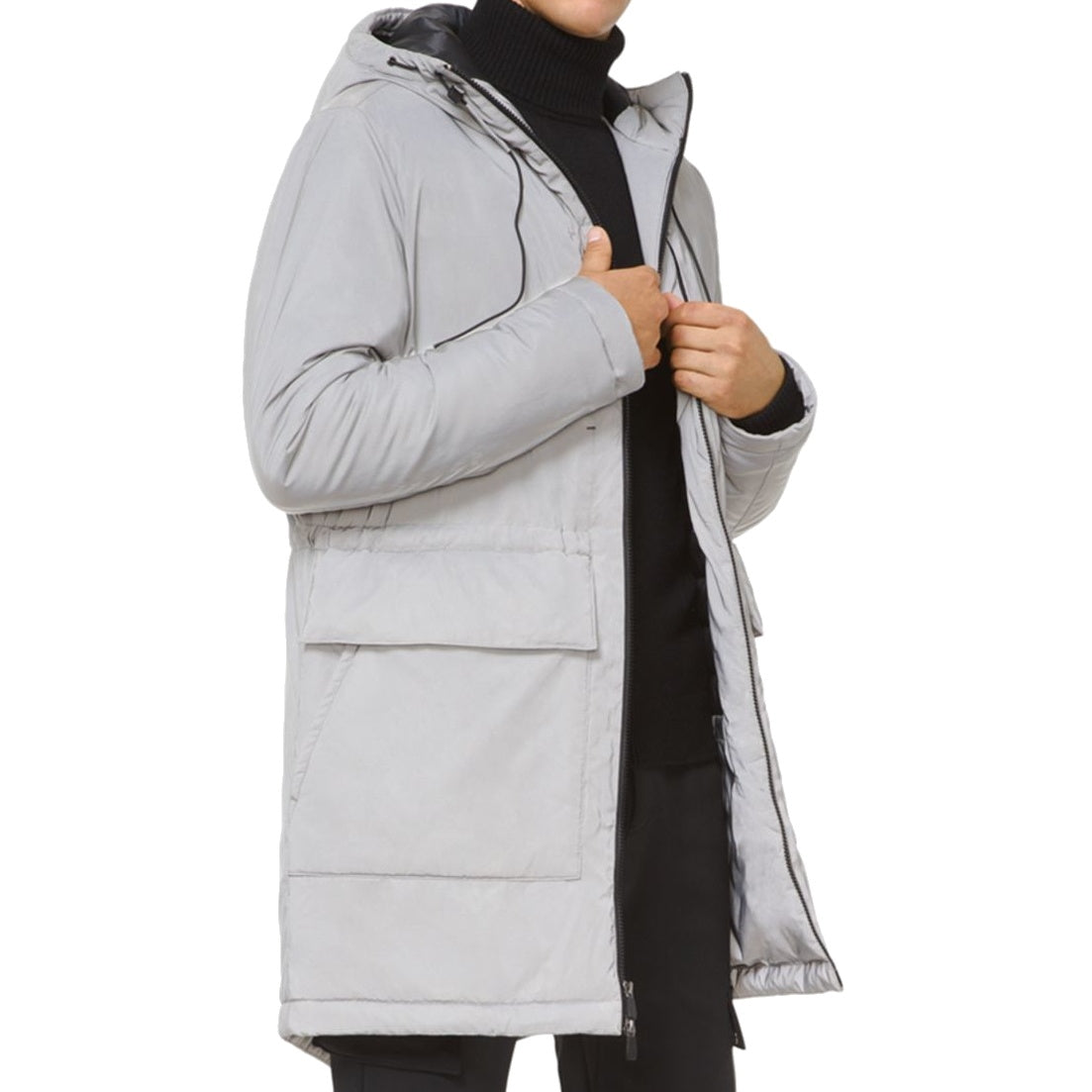 Michael Kors Mens Kors X Tech Reflective Silver Primaloft Anorak Jacket