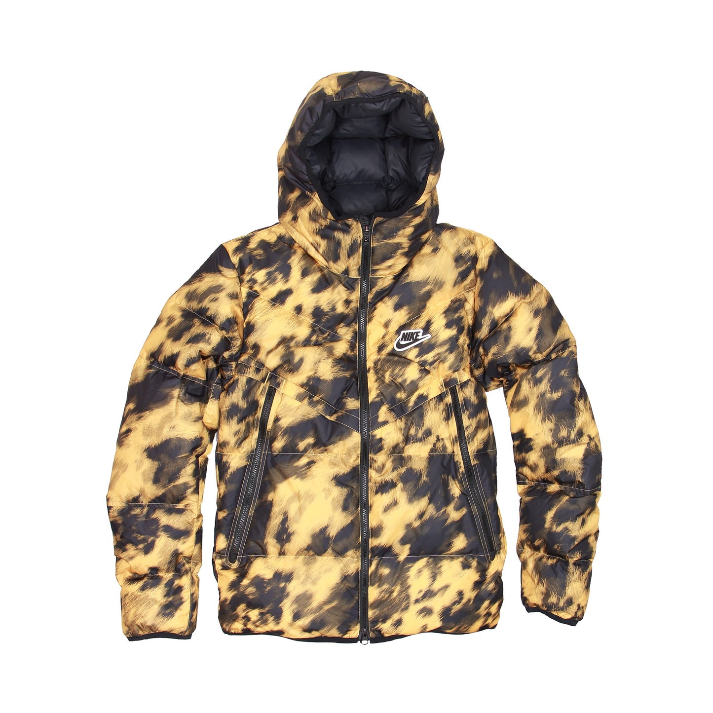 Nike Shield Men's Yellow/Black Puffy Hooded Down Insulated Jacket