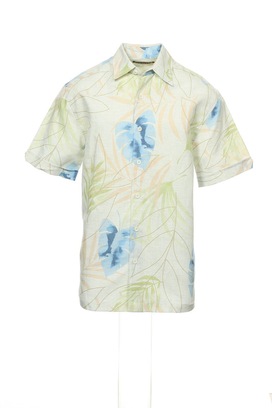 Cubavera Men's Light Green Hawaiian Camp Shirt