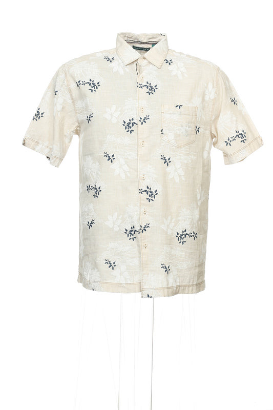Cubavera 'Bliss' Men's Beige Hawaiian Camp Shirt