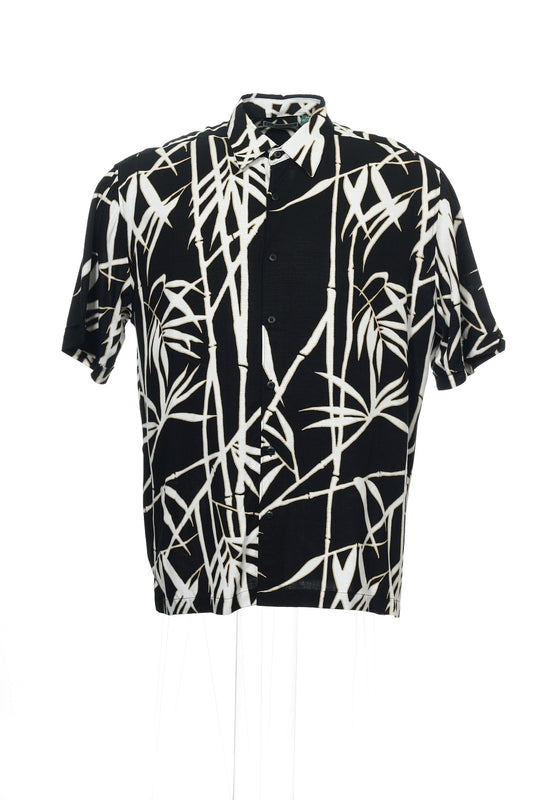 Cubavera Men's Black Graphic Camp Shirt