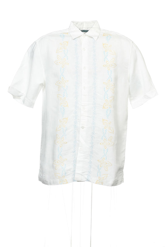 Cubavera Men's White Floral Camp Shirt
