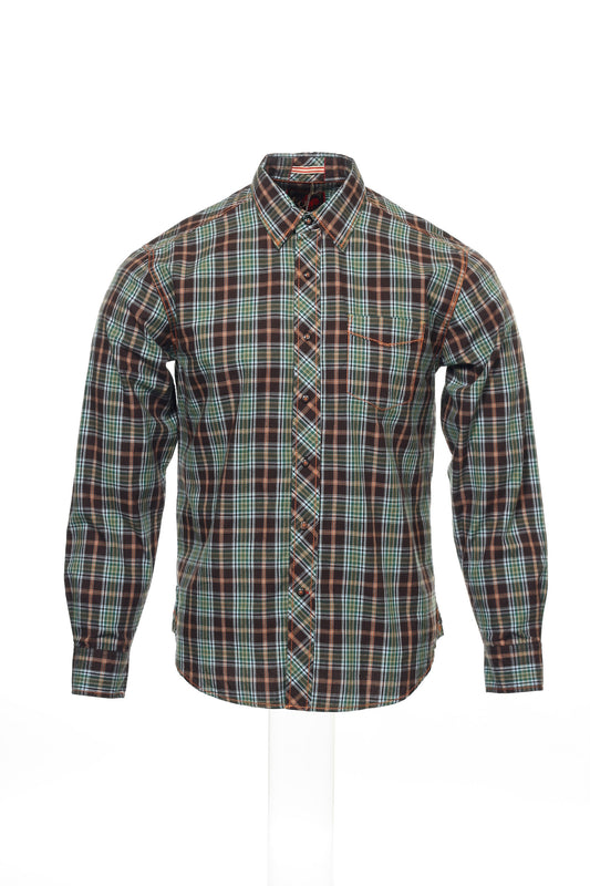EQ by Equilibrio Men's Green Cotton Western Button Down Shirt