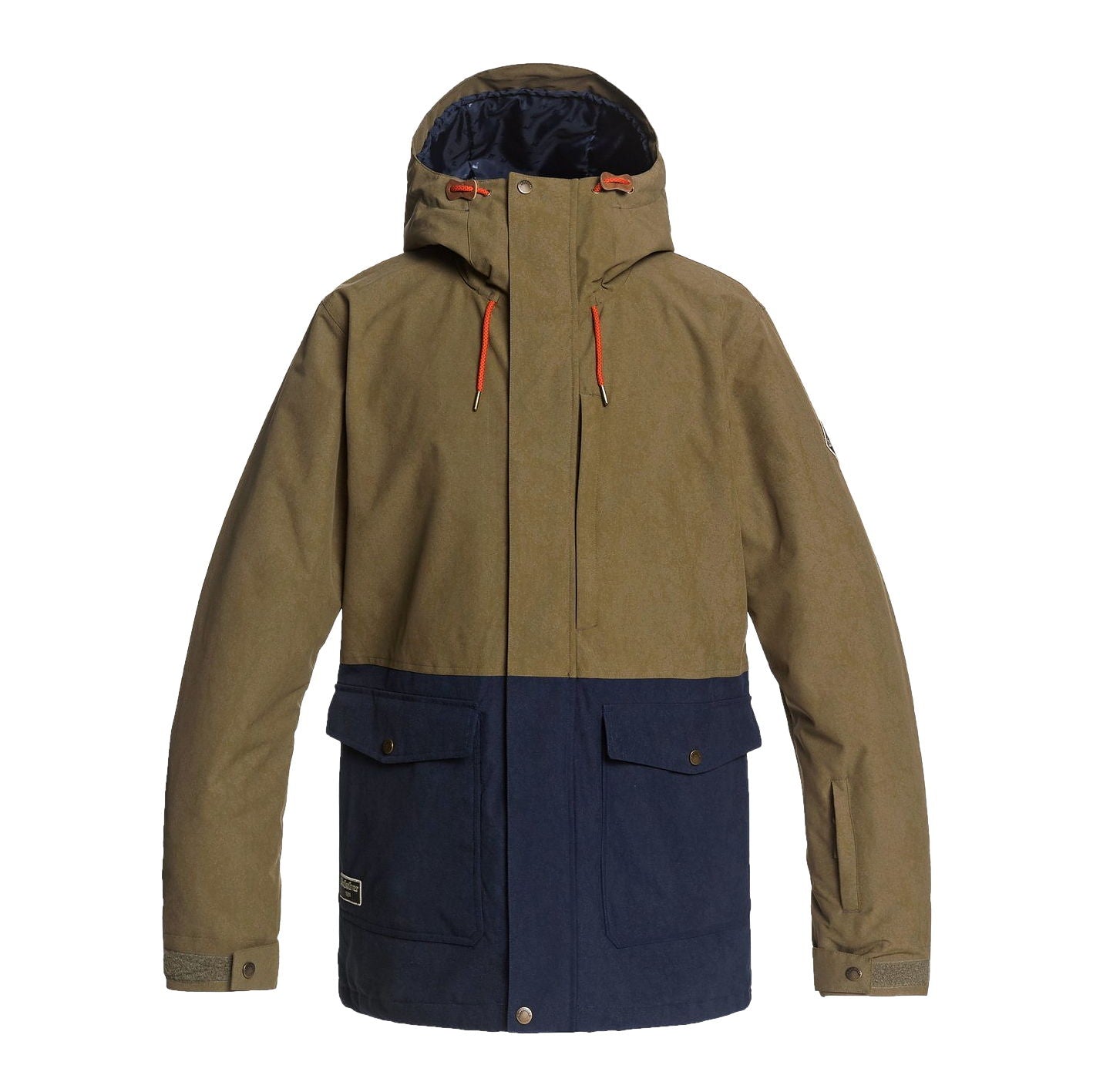 Quiksilver Horizon Mens Green/Navy Color Block Insulated Snow Jacket