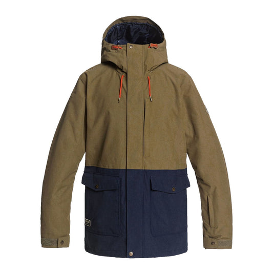 Quiksilver Horizon Mens Green/Navy Color Block Insulated Snow Jacket