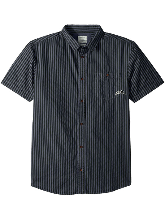 Quiksilver 'Bro Stripe' Men's Gray/Black Modern Fit Button Down Shirt