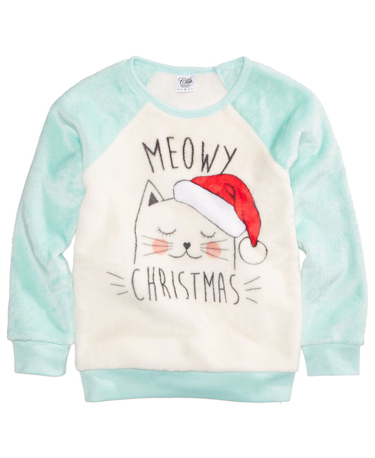 Evy Of California 'Cat Holiday' Baby Girls Crew Neck Sweater