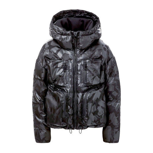 Tumi Women's Black Camo Utility Expedition Down Insulated Puffer Jacket