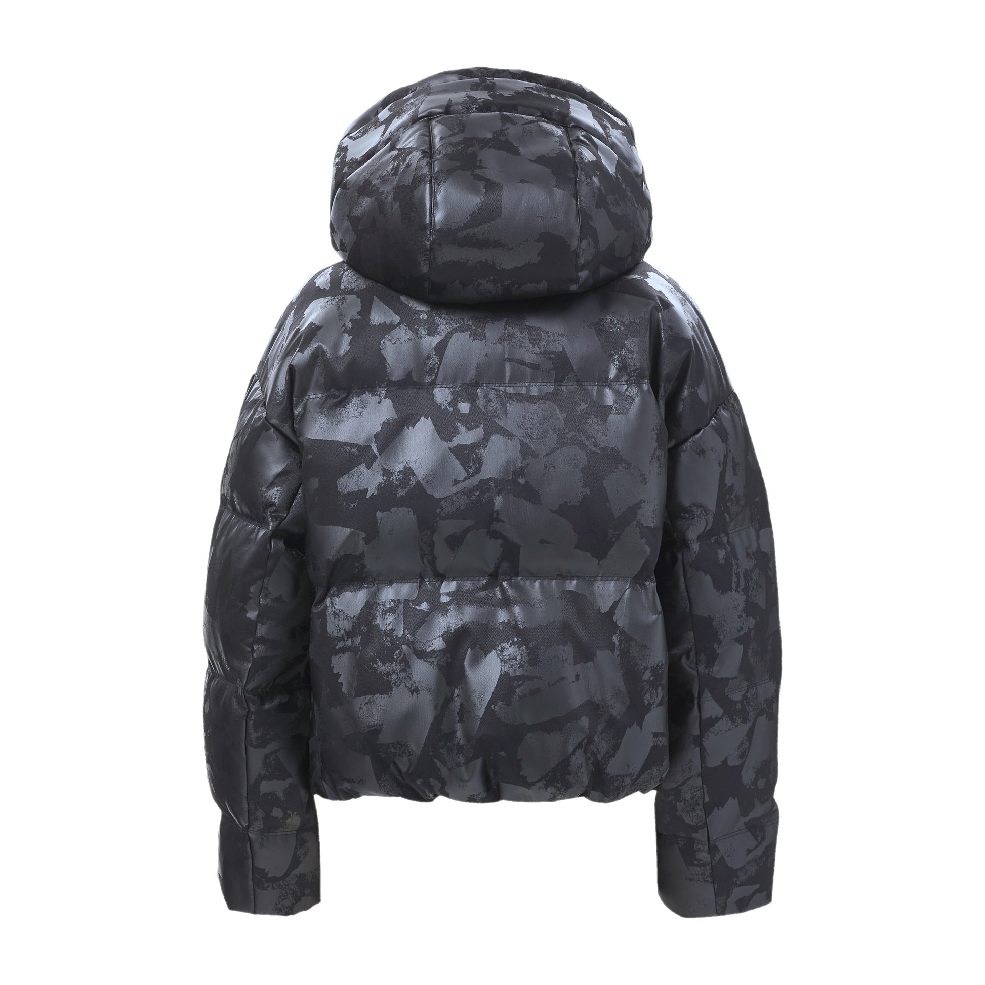 Tumi Women's Black Camo Utility Expedition Down Insulated Puffer Jacket