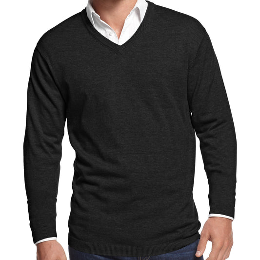Weatherproof Men’s V-Neck Sweater Charcoal Black Long Sleeve Knit Pullover