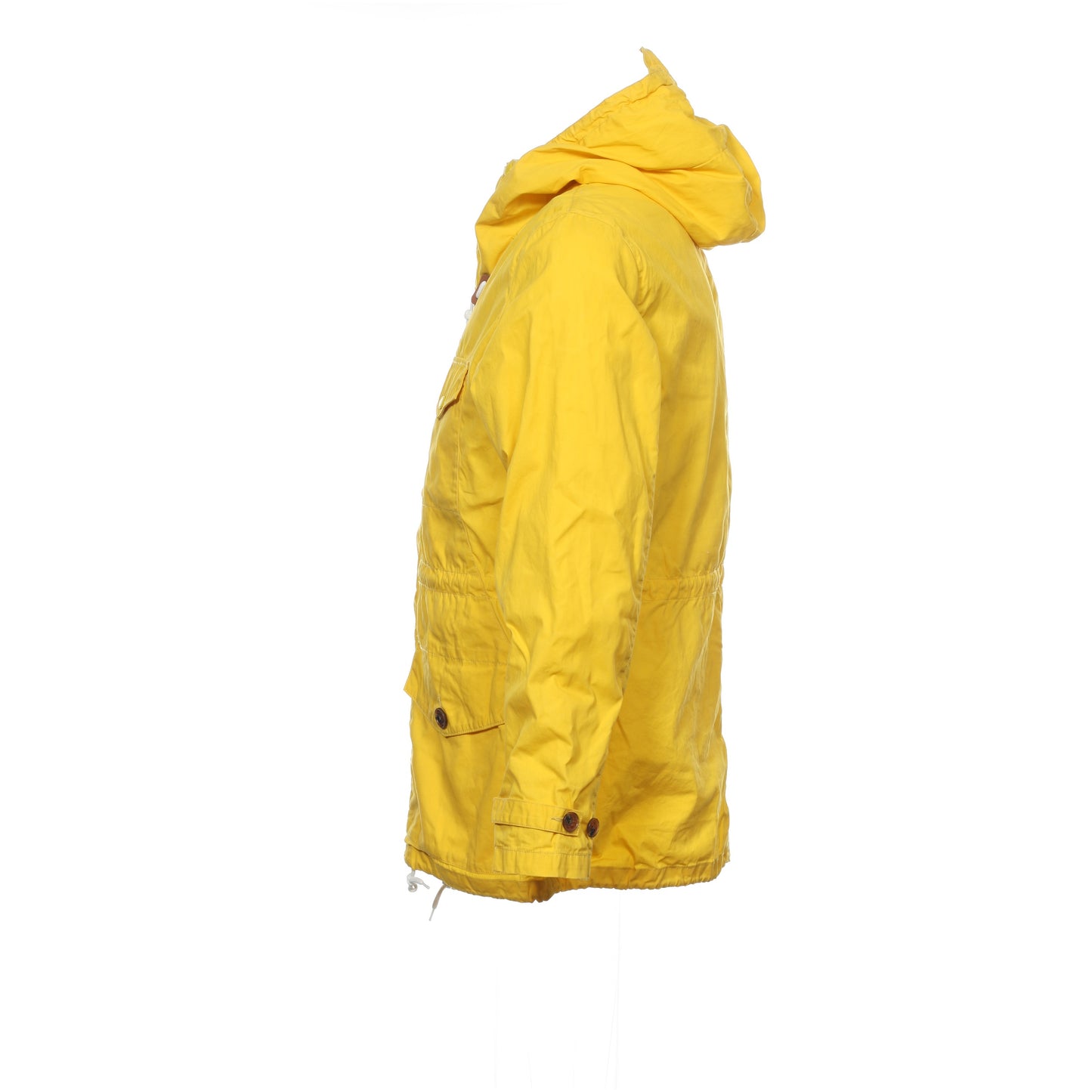 French Connection Delta Waxed Wolf-Hood Mens Lifeboat Yellow Rain Jacket