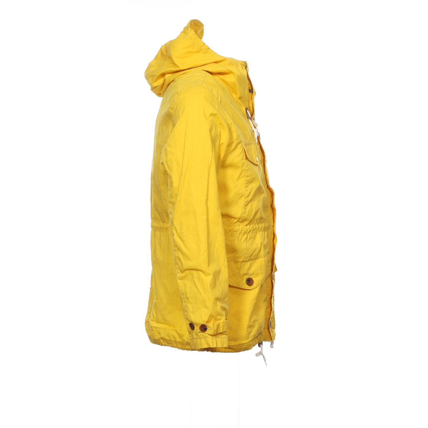 French Connection Delta Waxed Wolf-Hood Mens Lifeboat Yellow Rain Jacket