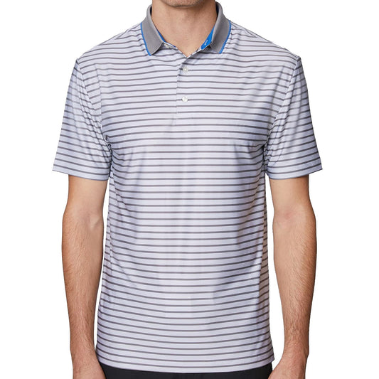 Hickey Freeman Golf Mens Striped Off White Polo Shirt