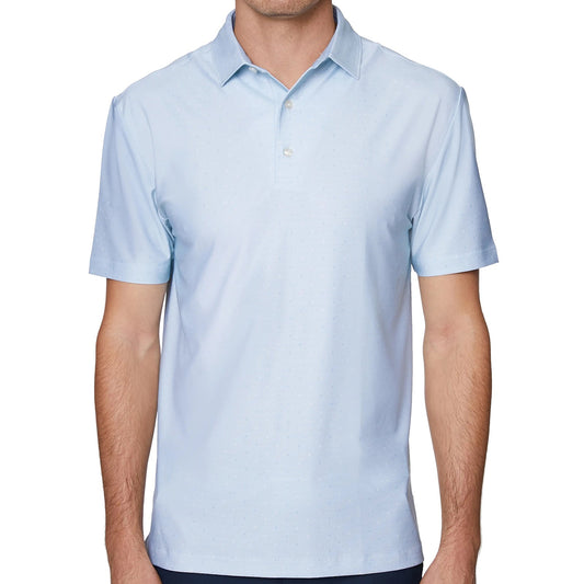 Hickey Freeman Golf Mens Light Blue Dotted Stretch Polo Shirt