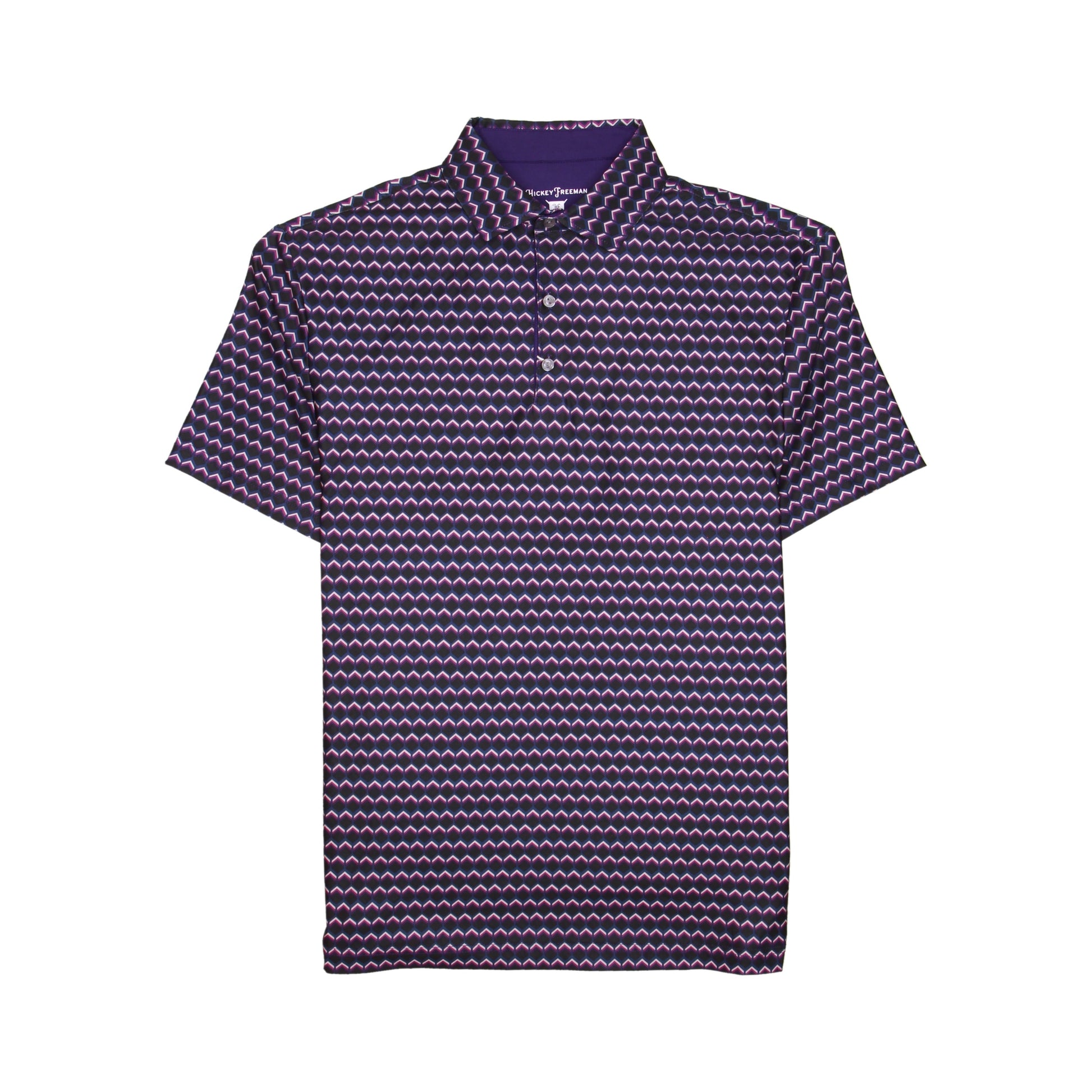 Hickey Freeman Golf Mens Purple Striped Polo Shirt