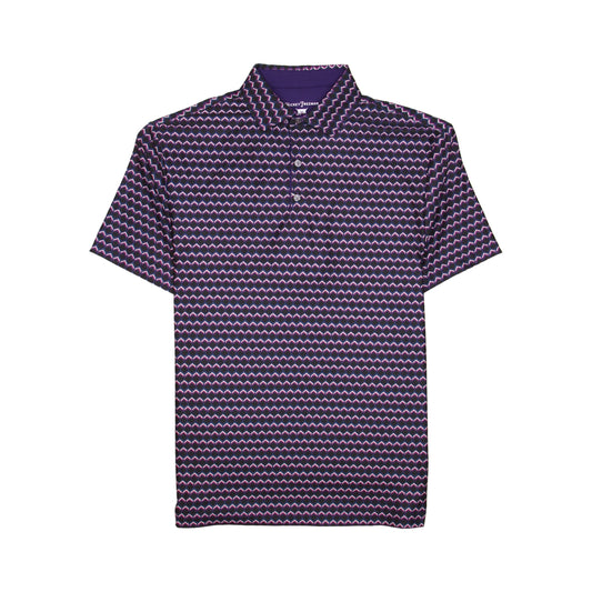 Hickey Freeman Golf Mens Purple Striped Polo Shirt