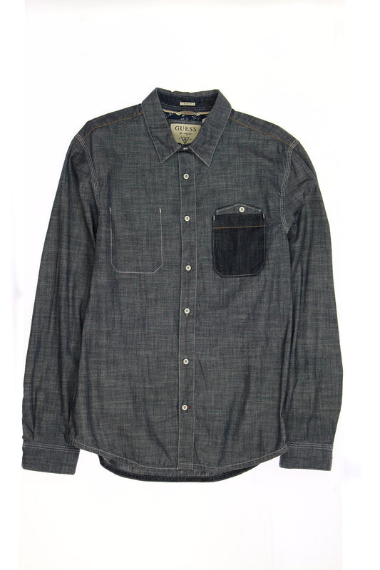 Guess 'Sullivan' Mens Blue Heather Button Down Shirt