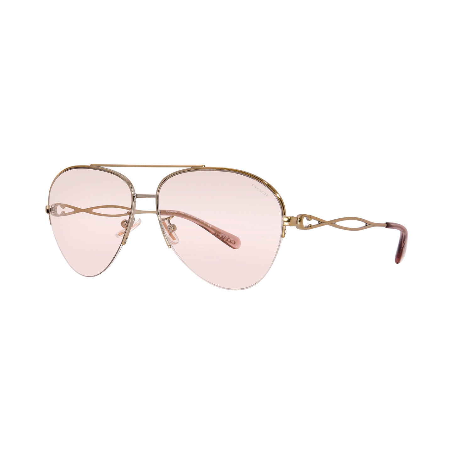 Coach Women's Light Gold Metallic Pilot Sunglasses HC7124 90054E