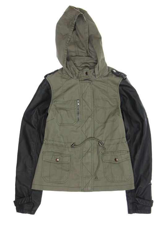 Hawke & Co. Womens Green Hoodied Jacket (Medium, Olive)