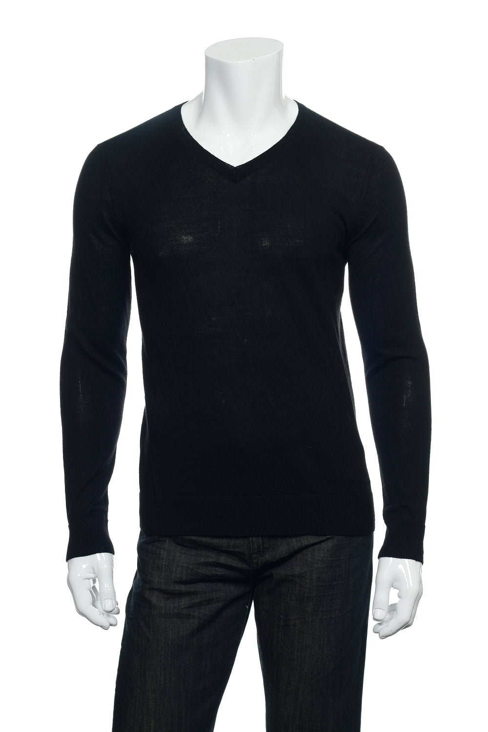 INC International Concepts Men's Black Merino Wool Blend V-Neck Sweater