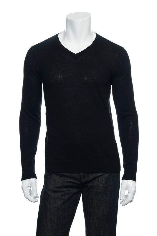 INC International Concepts Men's Black Merino Wool Blend V-Neck Sweater