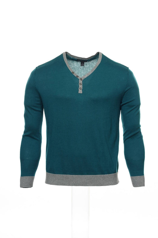 INC International Concepts Men's Green Color Block V-Neck Sweater