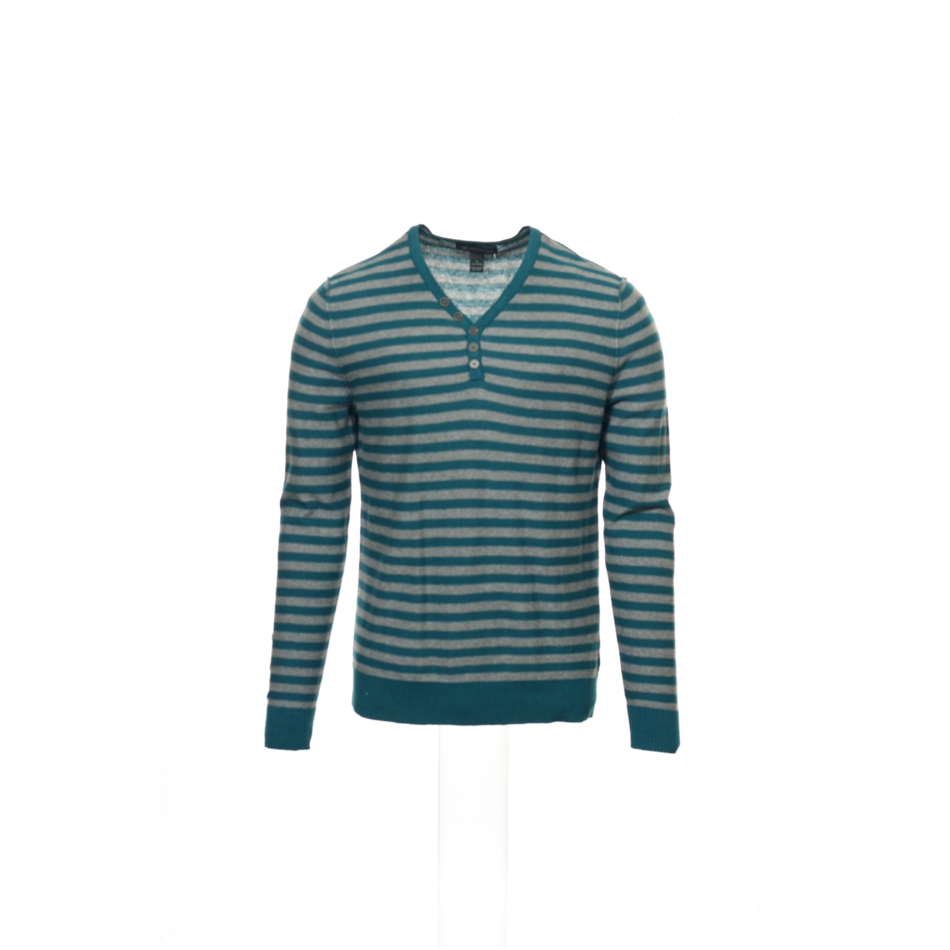 INC International Concepts Men's Green Striped V-Neck Sweater