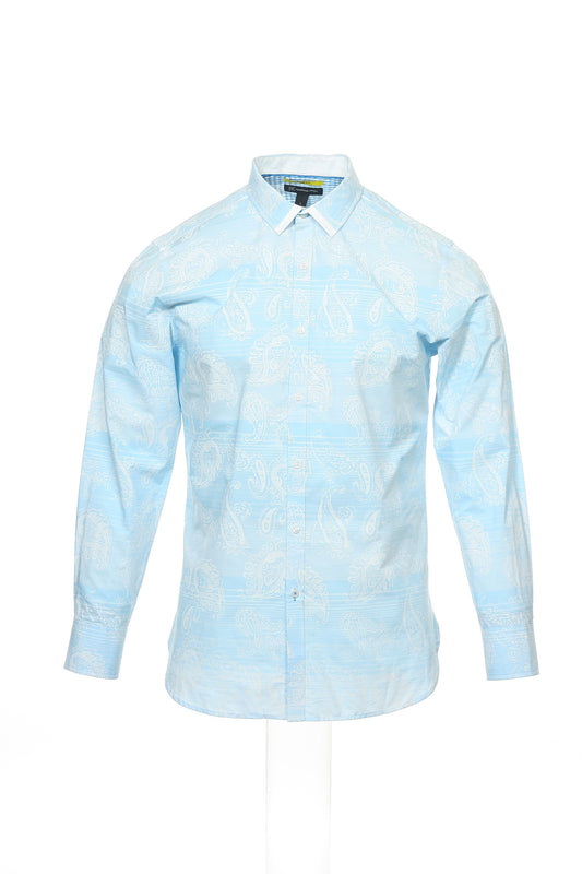 INC International Concepts Mens Light Blue Paisley Button Down Shirt