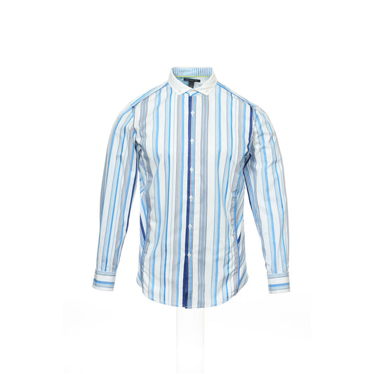 INC International Concepts Men's Light Blue Striped Button Down Shirt
