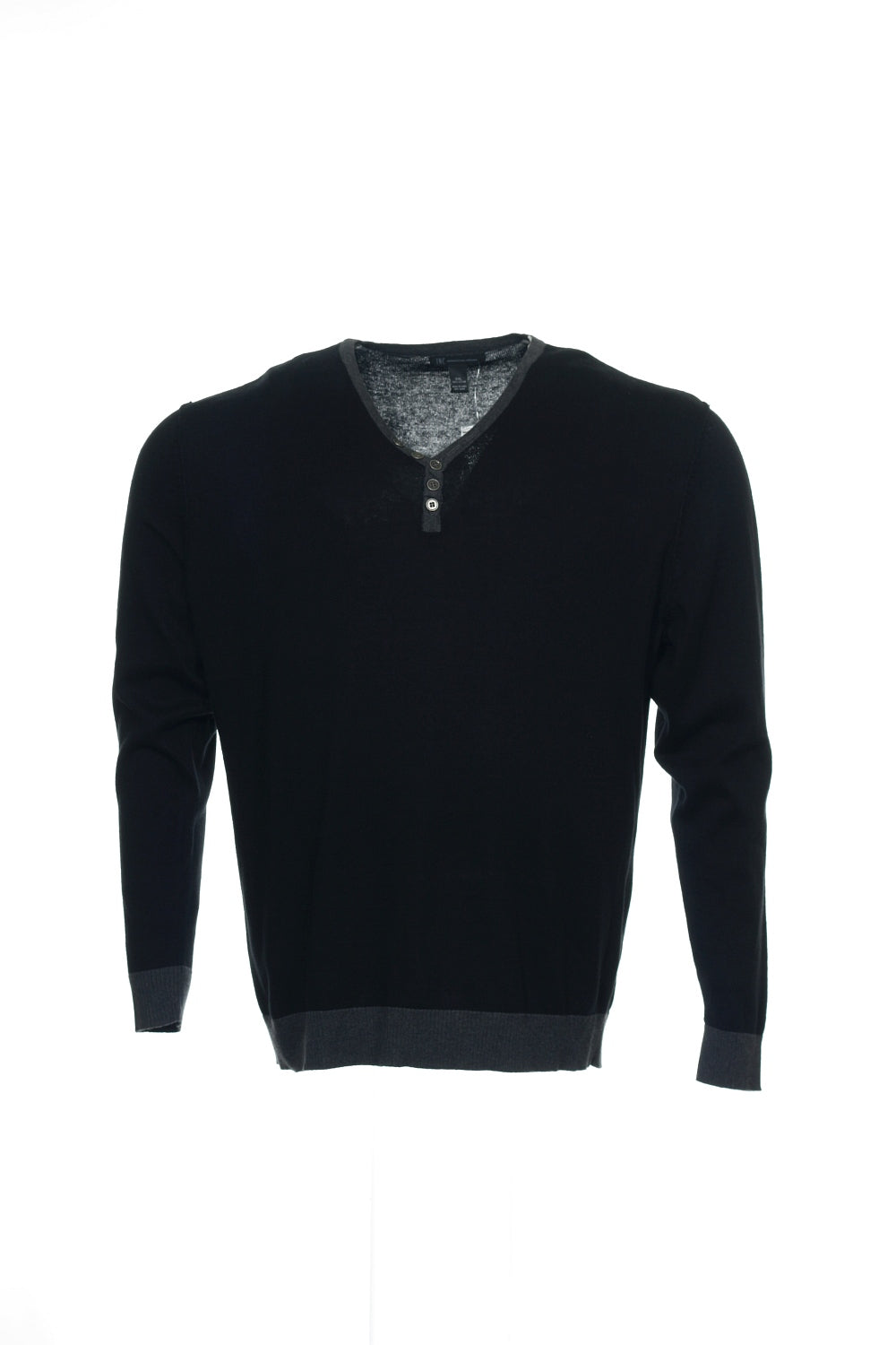 INC International Concepts Mens Black Cotton V-Neck Sweater