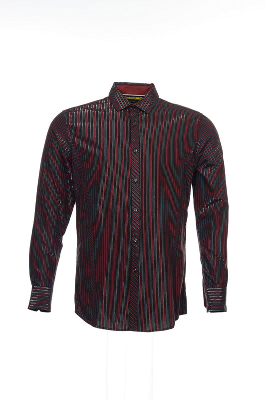 INC International Concepts Men's Red Micro Vertical Striped Button Down Shirt