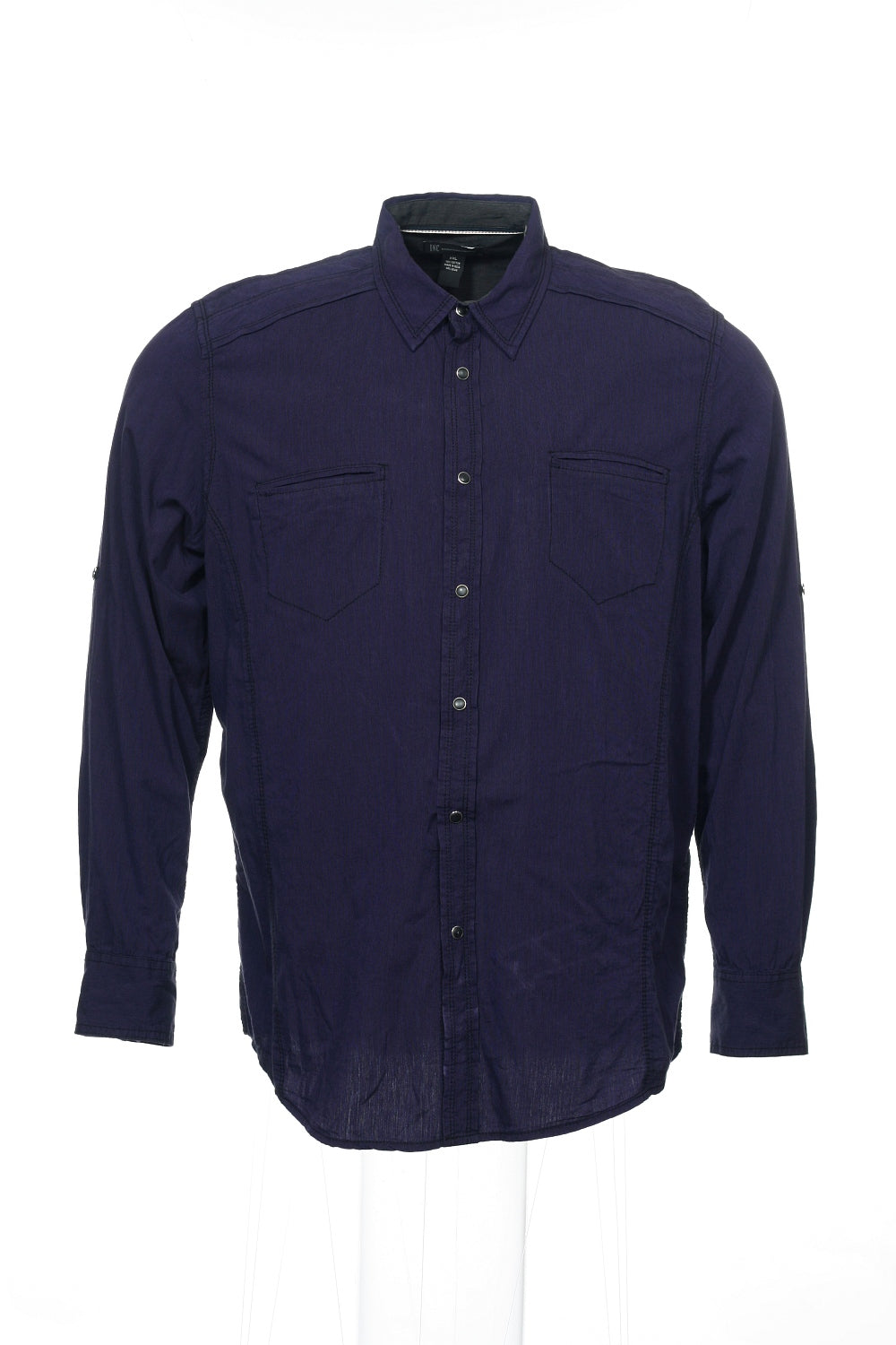 INC International Concepts Men's Purple Micro Vertical Striped Button Down Shirt