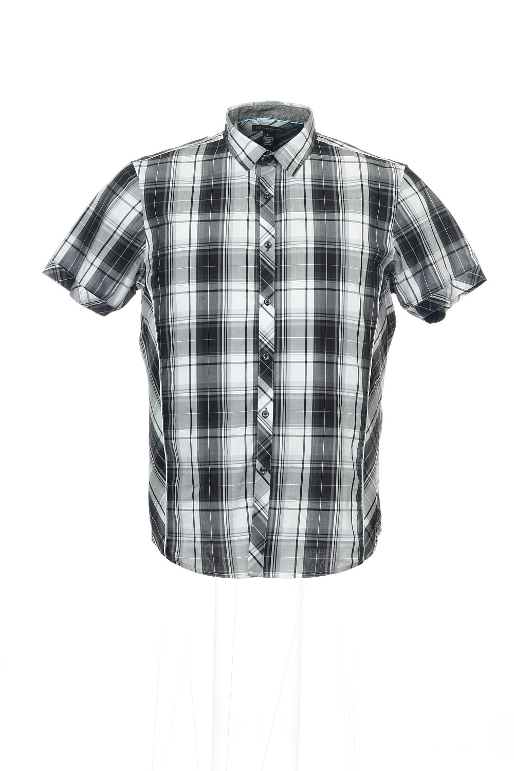 INC International Concepts Men's Black Plaid Camp Shirt