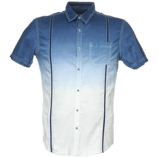 INC Intl Concepts Men’s Short Sleeve Blue White Gradient Shirt Button Front
