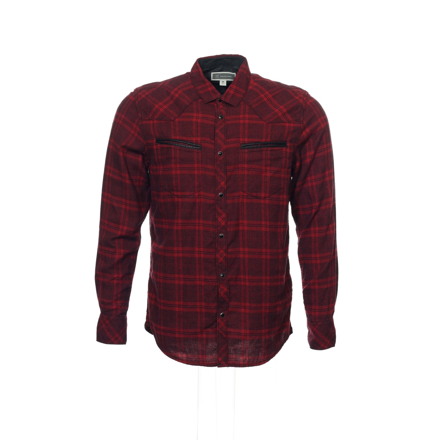 INC International Concepts Men's Bright Rhubarb Window Pane Button Down Shirt