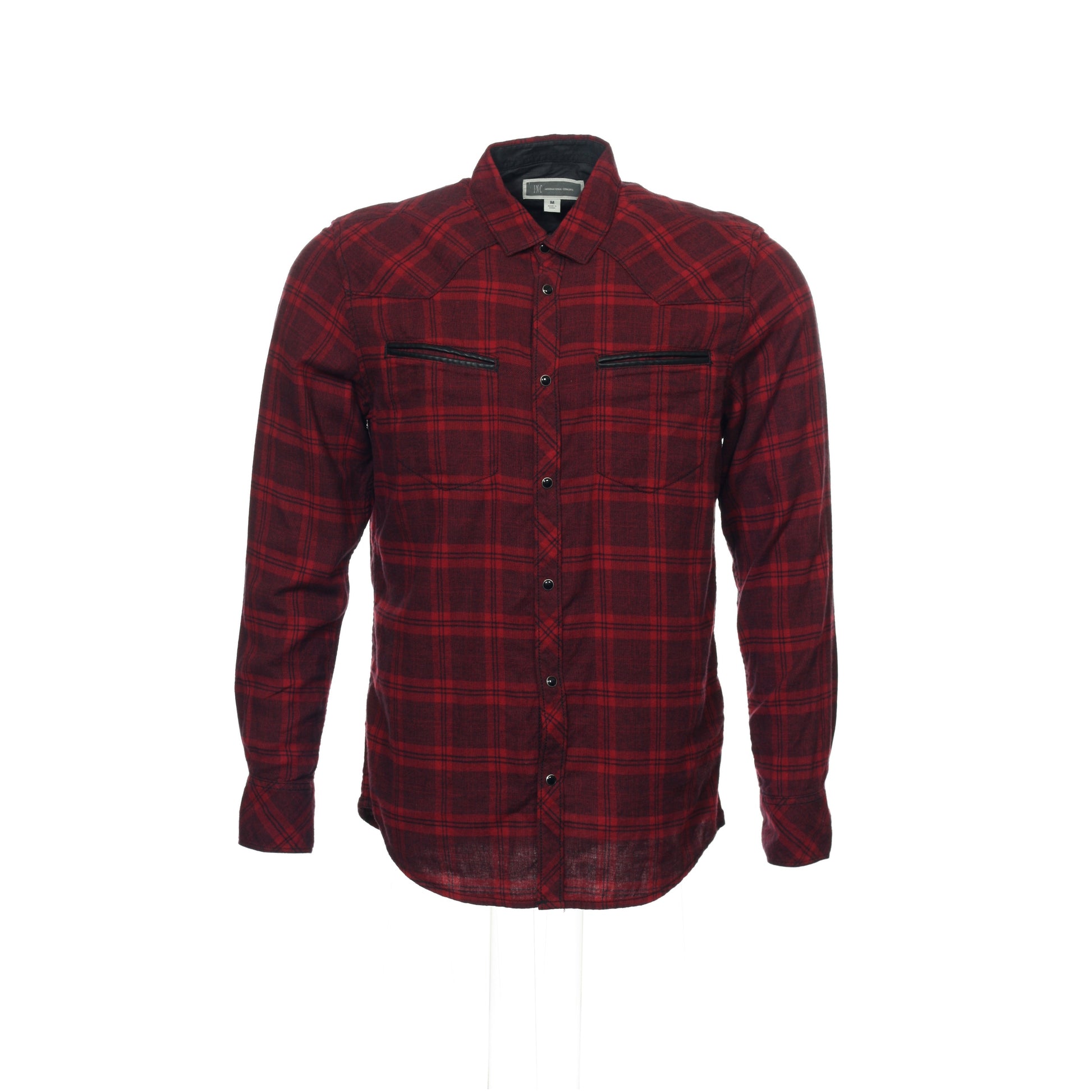 INC International Concepts Men's Bright Rhubarb Window Pane Button Down Shirt