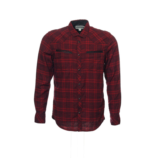 INC International Concepts Men's Bright Rhubarb Window Pane Button Down Shirt