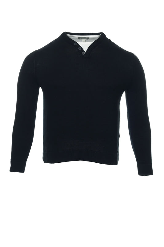 INC International Concepts Men's Black Heather Henley Sweater
